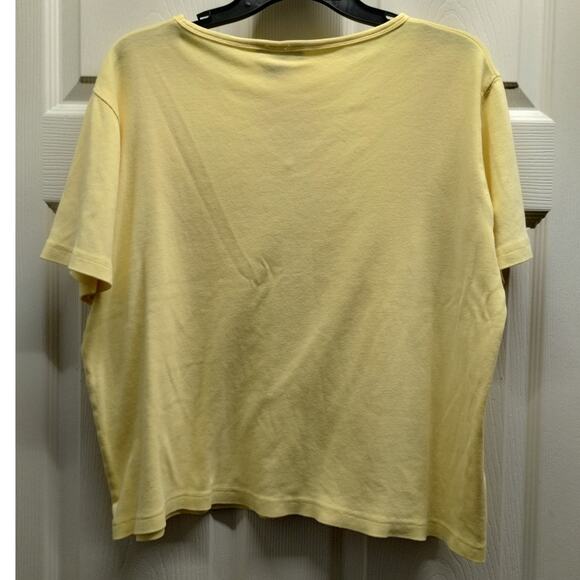 Vintage Get Lucky USA Size XL Yellow V-Neck Beach Embellished Jeweled T-Shirt - Picture 5 of 7